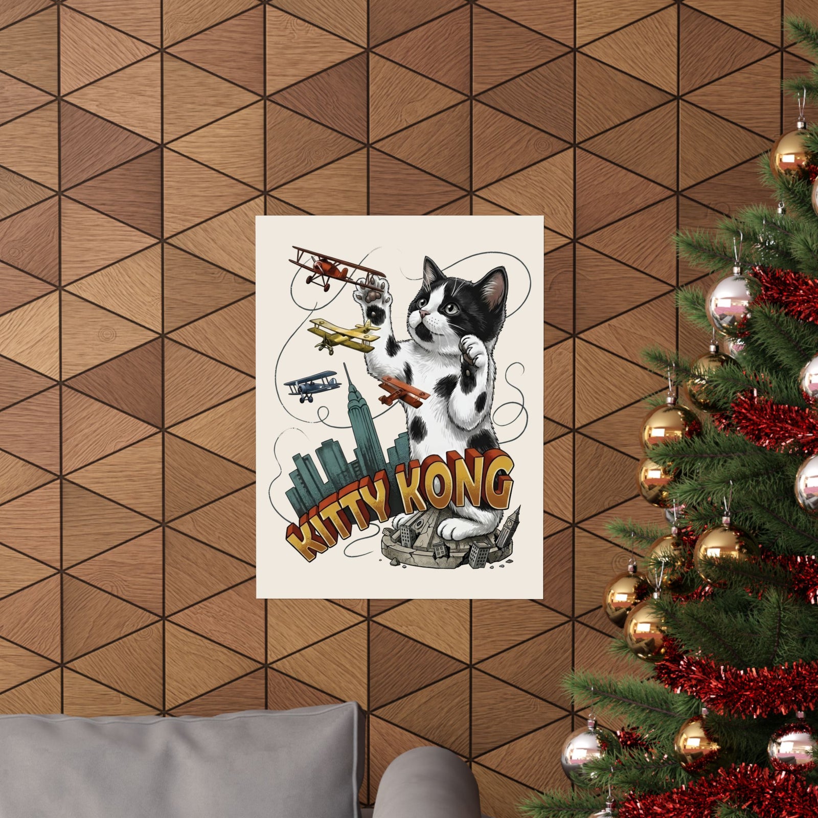 Kittie Kong Parody Cat Poster — Funny Vintage-Style Cat Poster