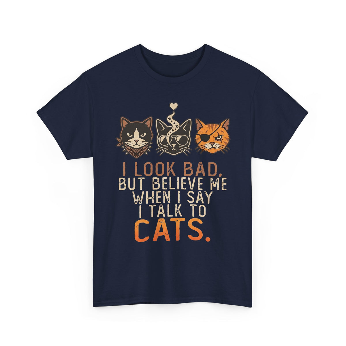 I Talk to Cats T-Shirt – Funny Cat Lover Tee with Cat Faces