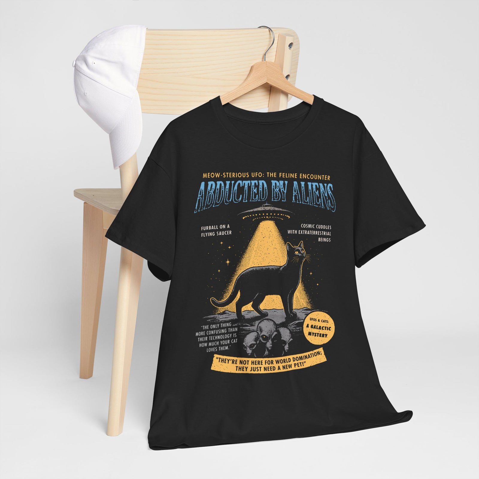 Abducted by Aliens Black Cat T-Shirt — Cute UFO Cat Tee