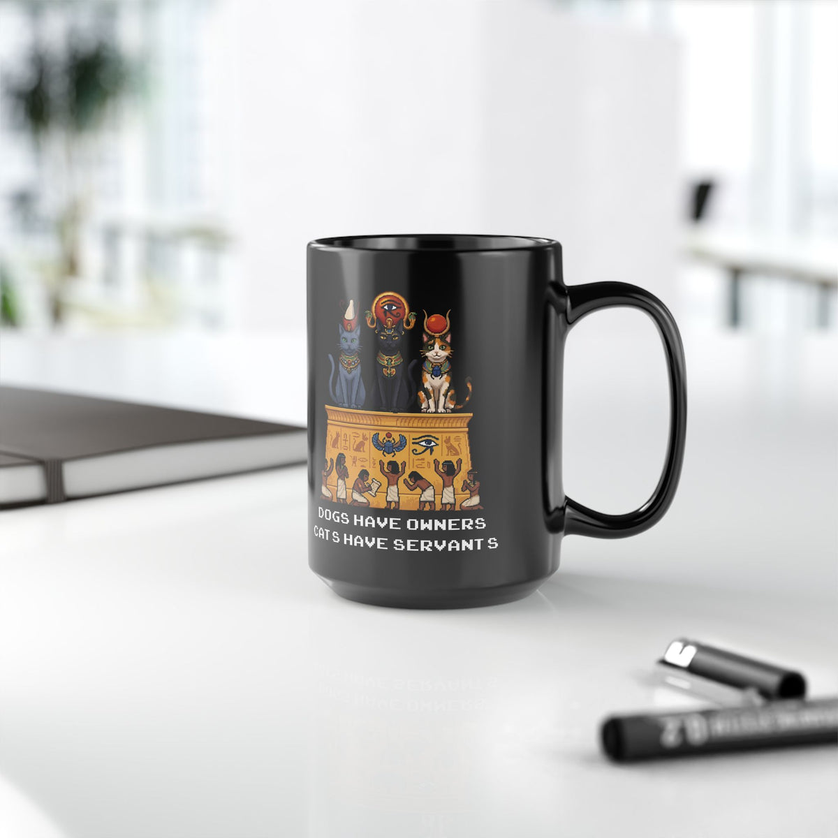 Cats Have Servants Black Mug — Funny Cat Owner Mug