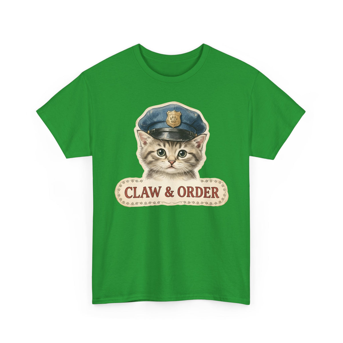 Claw and Order Cat T-Shirt — Funny Cat Crime Pun Tee
