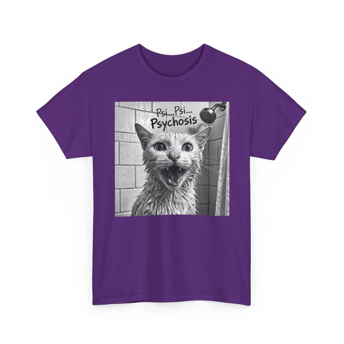 Psychosis Cat T-Shirt Funny Grunge Shower Cat Tee
