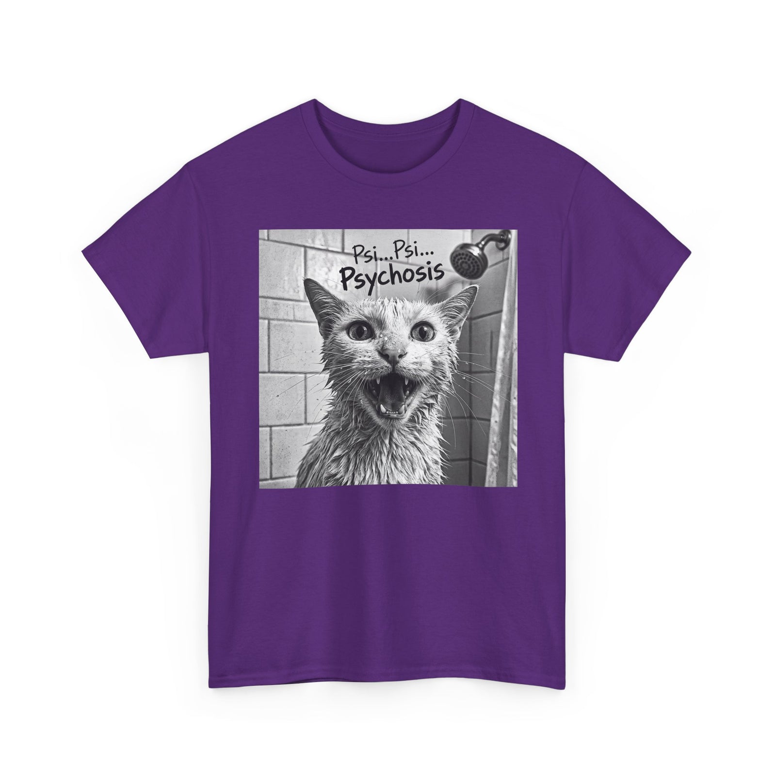 Psychosis Cat T-Shirt Funny Grunge Shower Cat Tee