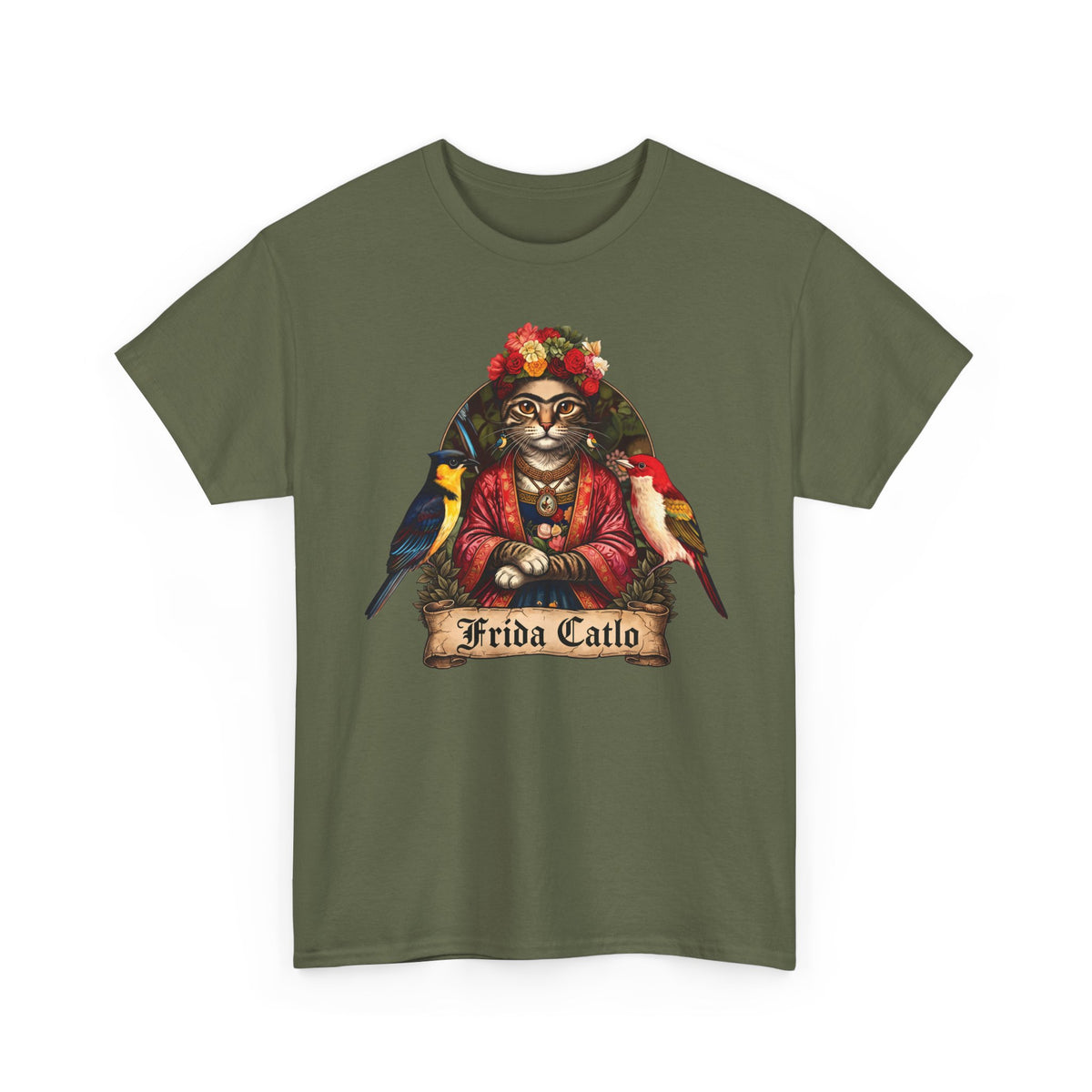 Frida Catlo T-Shirt — Frida Kahlo Cat Art History Parody Tee