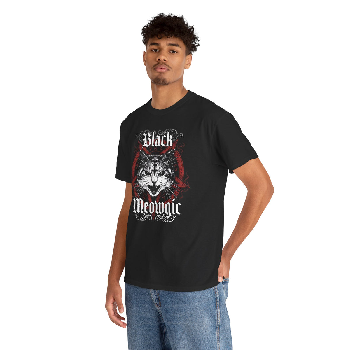 Black Meowgic T-Shirt — Cute Cat Magic Graphic Tee