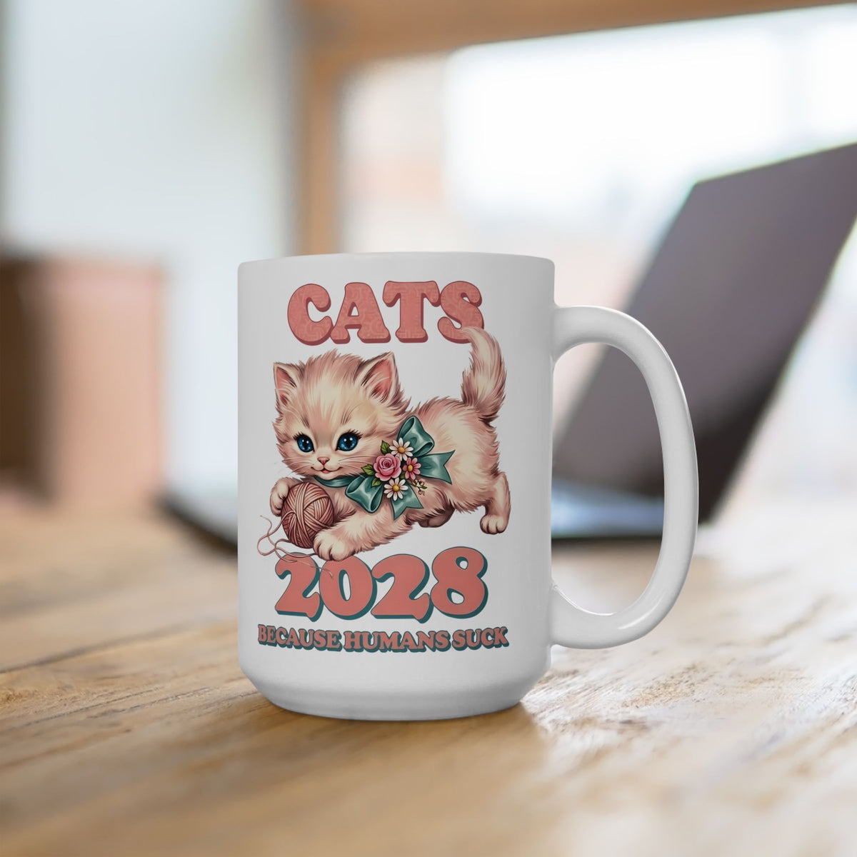 Vote for Cats Ceramic Mug  Funny Cat Political Mug