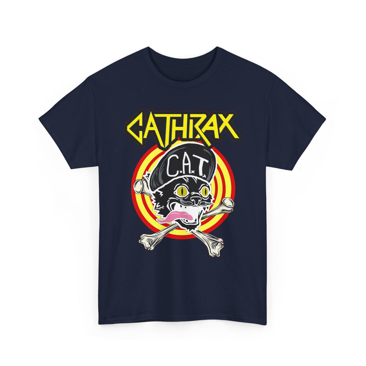 Cathrax Parody Cat T-Shirt — Heavy Metal Band Cat Graphic Tee