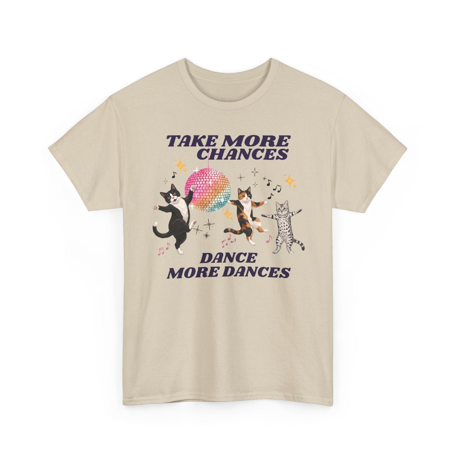 Take More Chances Dance More Dances T-Shirt — Funny Dancing Cats Disco Tee