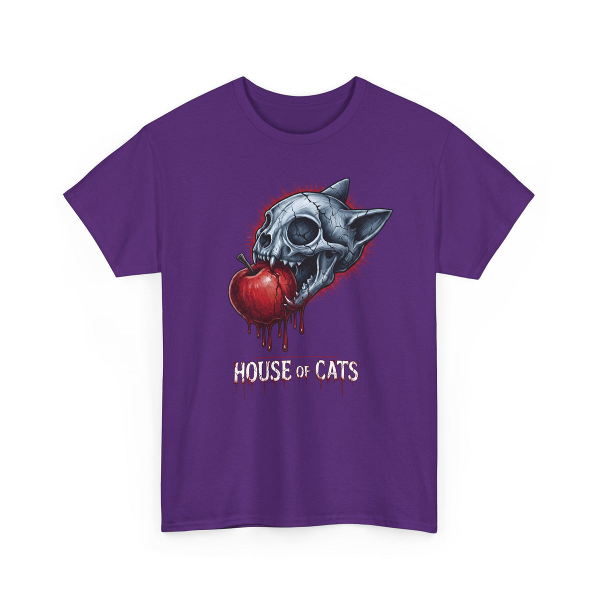 House Of Cats T-Shirt — Gothic Cat Skull Dripping Apple Tee