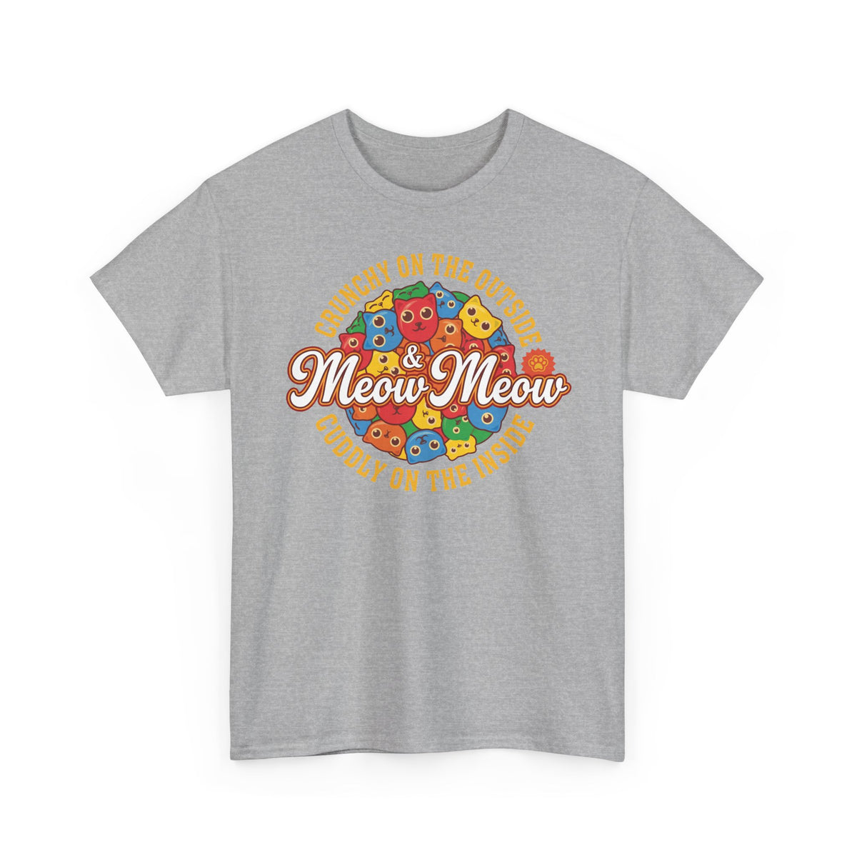 Meow Meow Cat Cereal Tee — "Crunchy on the Outside, Cuddly on the Inside"