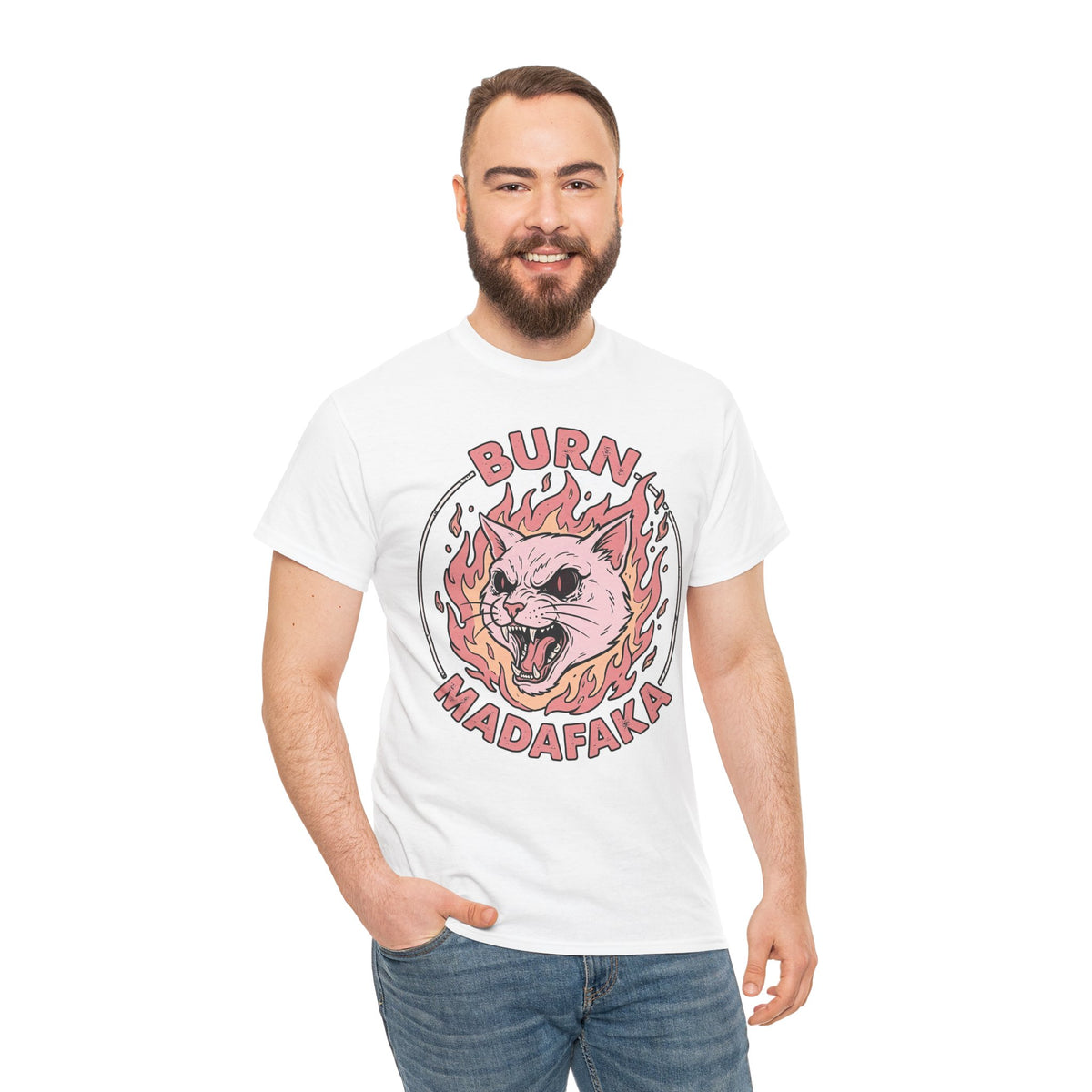 Funny Cat T‑Shirt — "Burn Madafaka" Graphic Tee