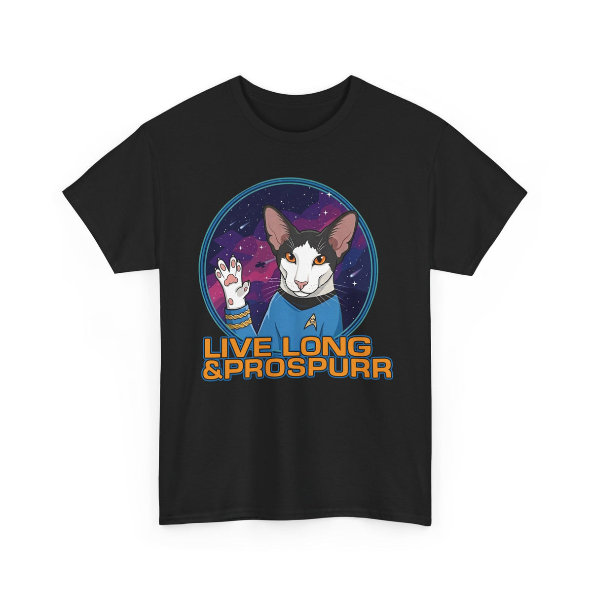 Sci‑Fi Cat 'Live Long Prospurr' T-Shirt