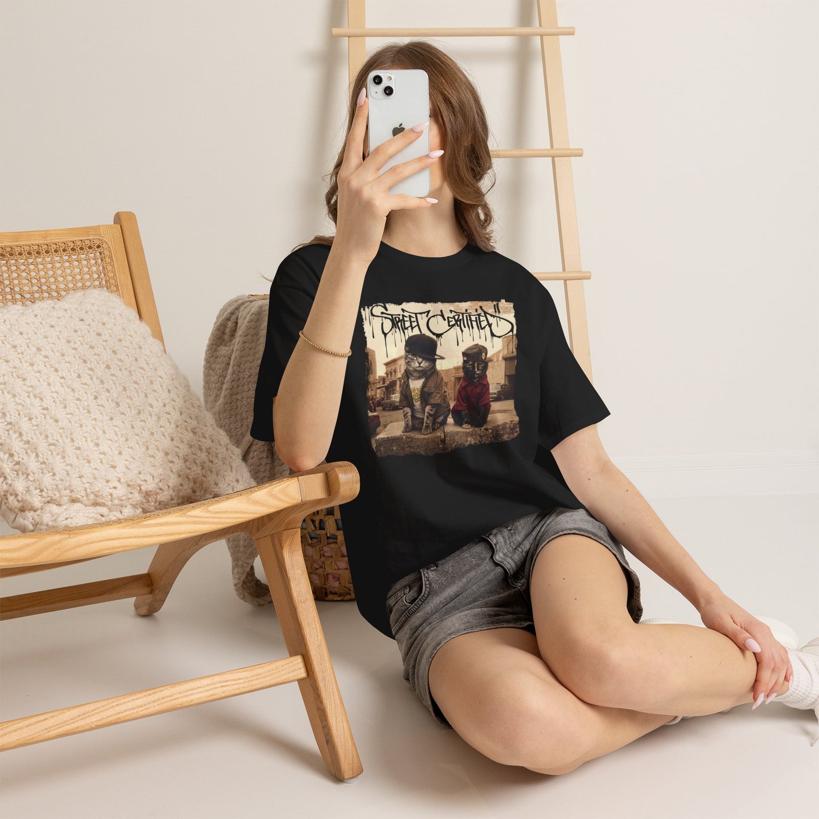 Funny Streetwear Cats "Street Certified" Retro Graphic Tee
