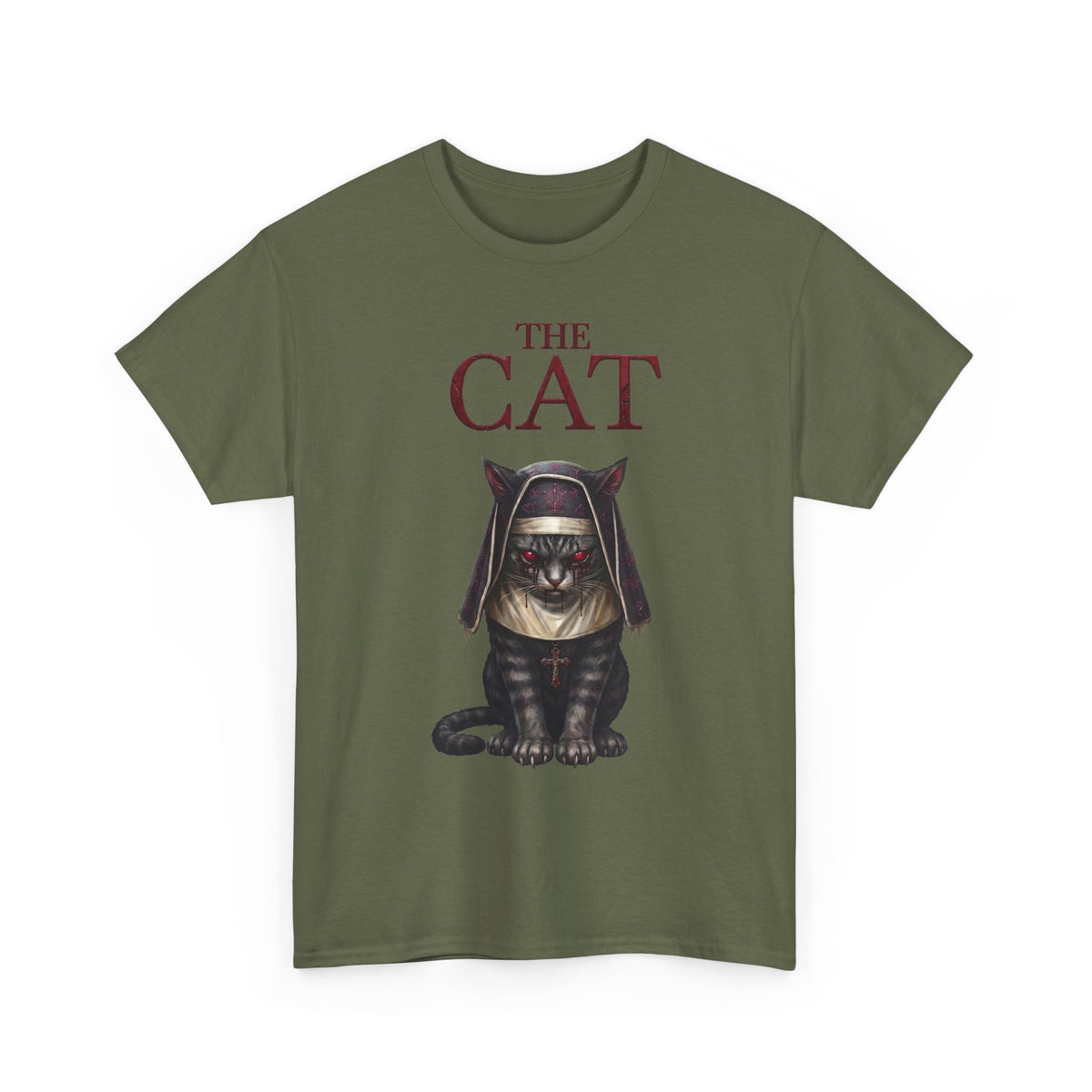 The Cat Horror Movie Parody T-Shirt — Demonic Nun Tabby Cat Tee