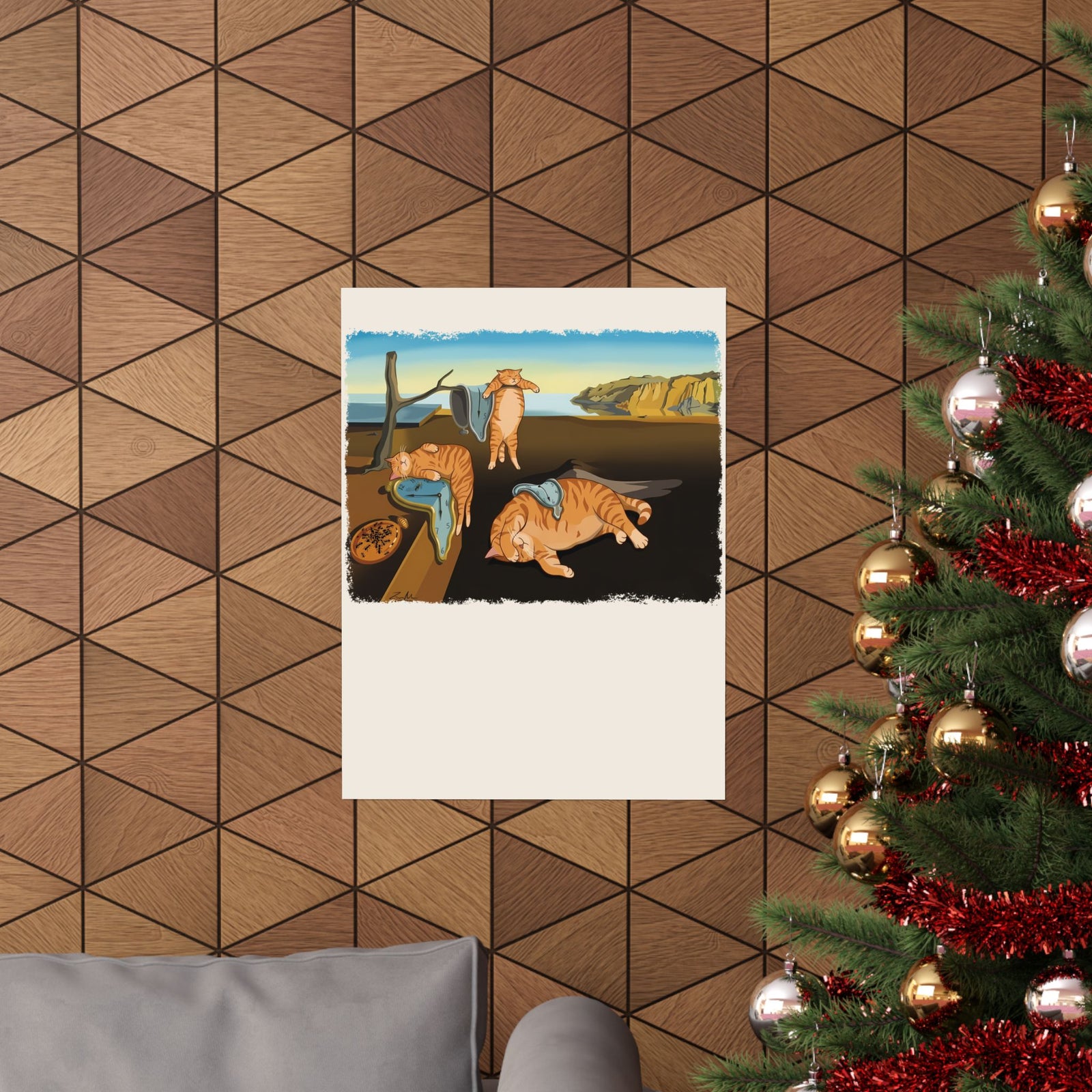 The Purrsistence of Memory Poster — Surreal Cat Art Poster
