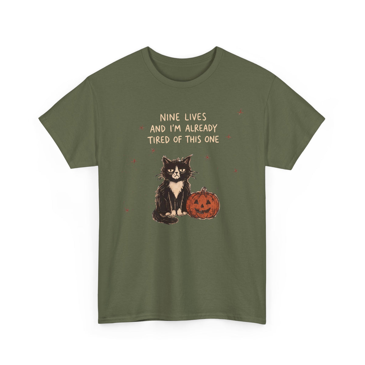 Nine Lives And I'm Already Tired Of This One Shirt — Grumpy Halloween Cat T-Shirt