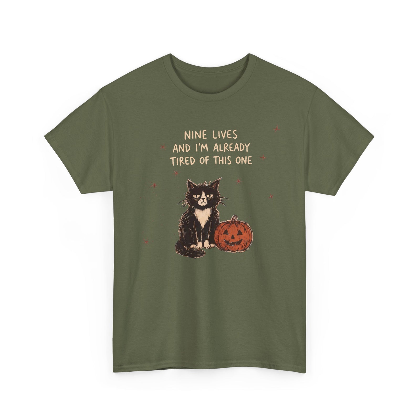 Nine Lives And I'm Already Tired Of This One Shirt — Grumpy Halloween Cat T-Shirt