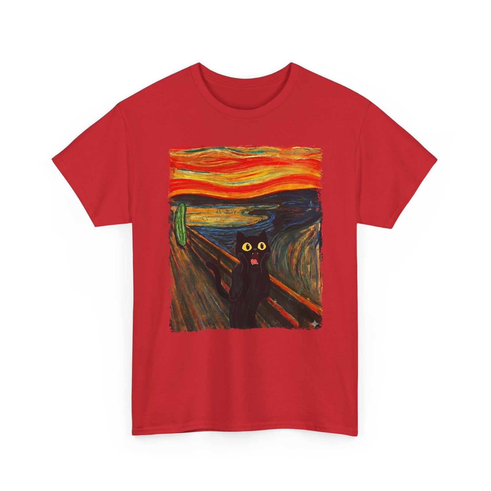 Black Cat Scream T-Shirt — Cats Scared by Cucumbers Graphic Tee