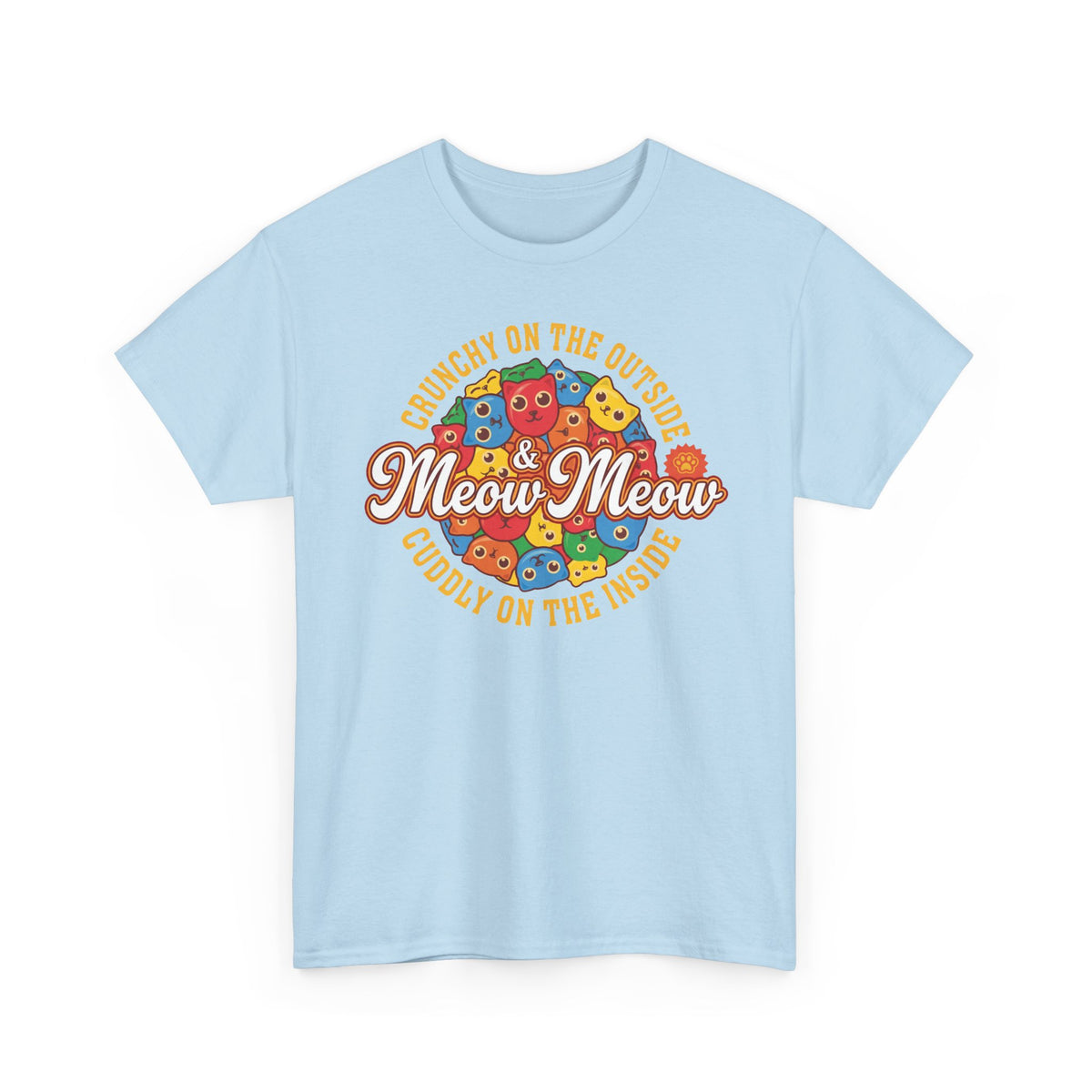 Meow Meow Cat Cereal Tee — "Crunchy on the Outside, Cuddly on the Inside"