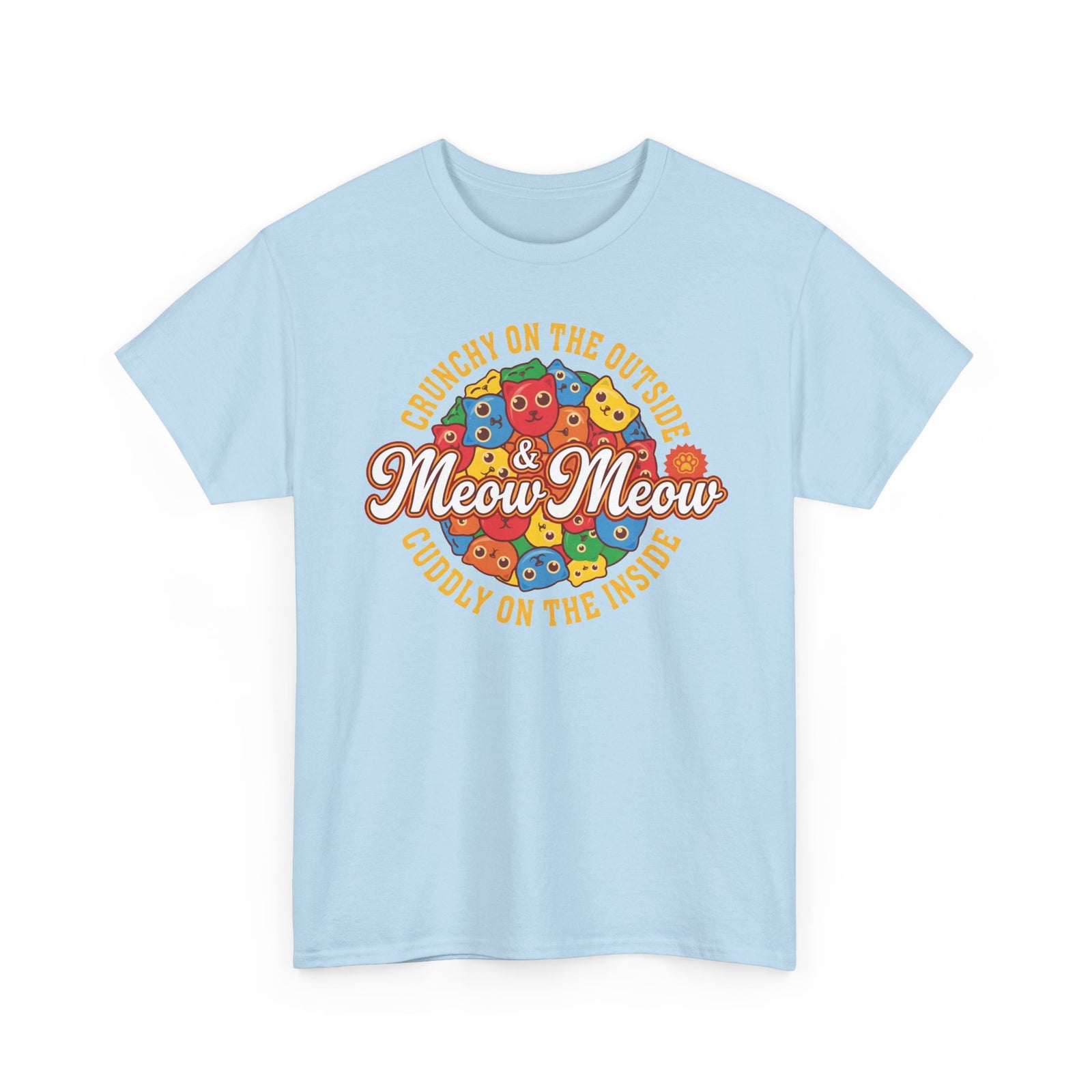 Meow Meow Cat Cereal Tee — "Crunchy on the Outside, Cuddly on the Inside"