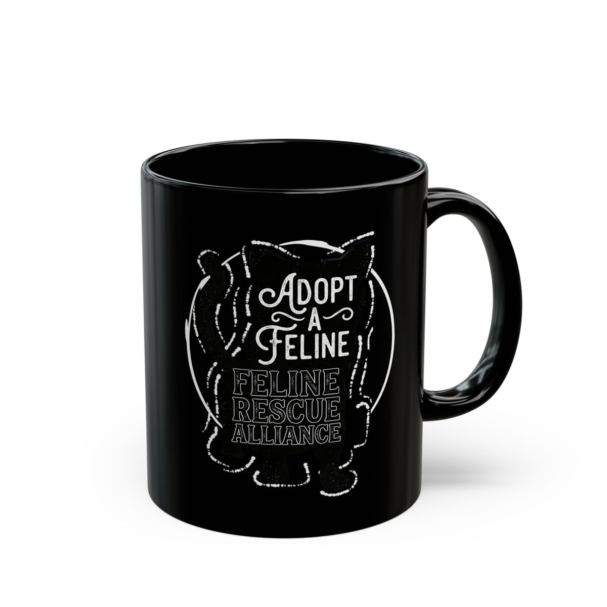 Adopt a Feline Black Mug – Feline Rescue Alliance Cat Mug, Cat Lover Graphic Mug