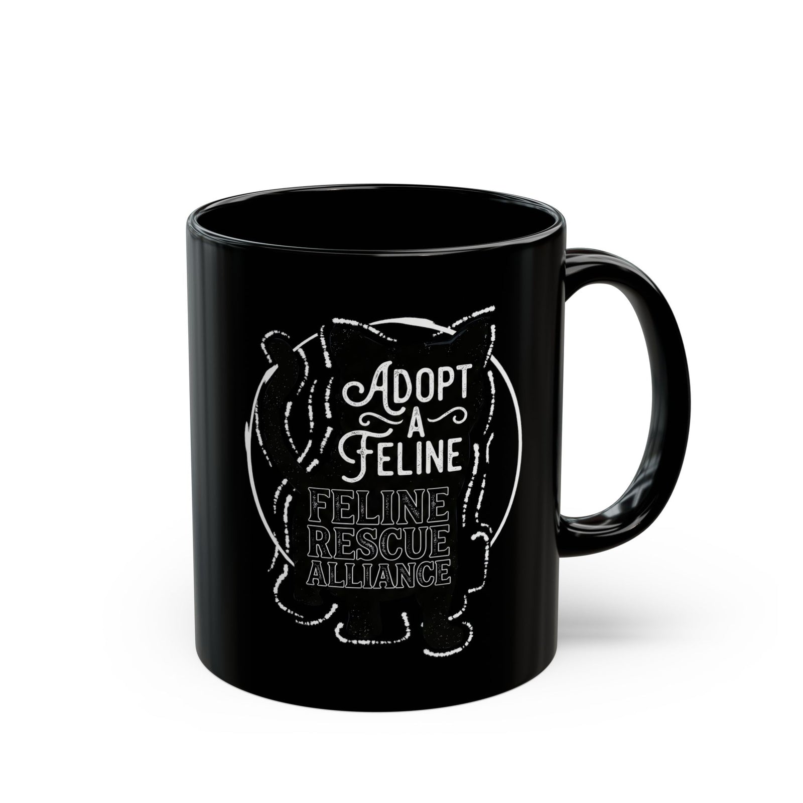 Adopt a Feline Black Mug – Feline Rescue Alliance Cat Mug, Cat Lover Graphic Mug
