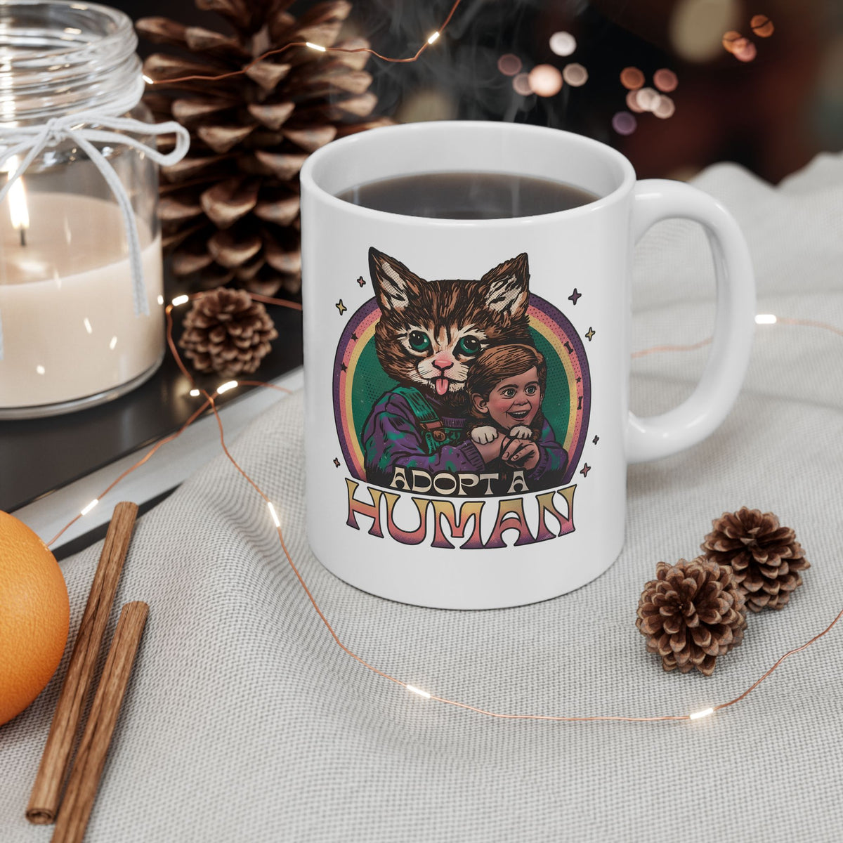 Adopt a Human Funny Cat Ceramic Mug