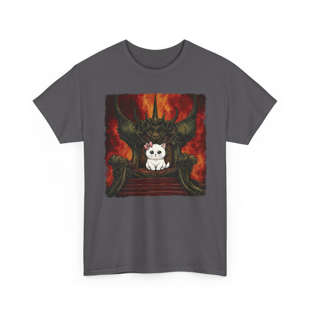 Evil Kitty Throne Kitten T-Shirt — Cute Cat Dark Fantasy Graphic
