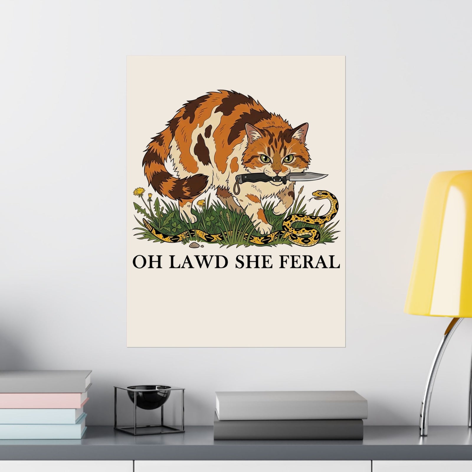 Feral Cats Poster — “Oh Lawd She Feral Cats!” Graphic Poster