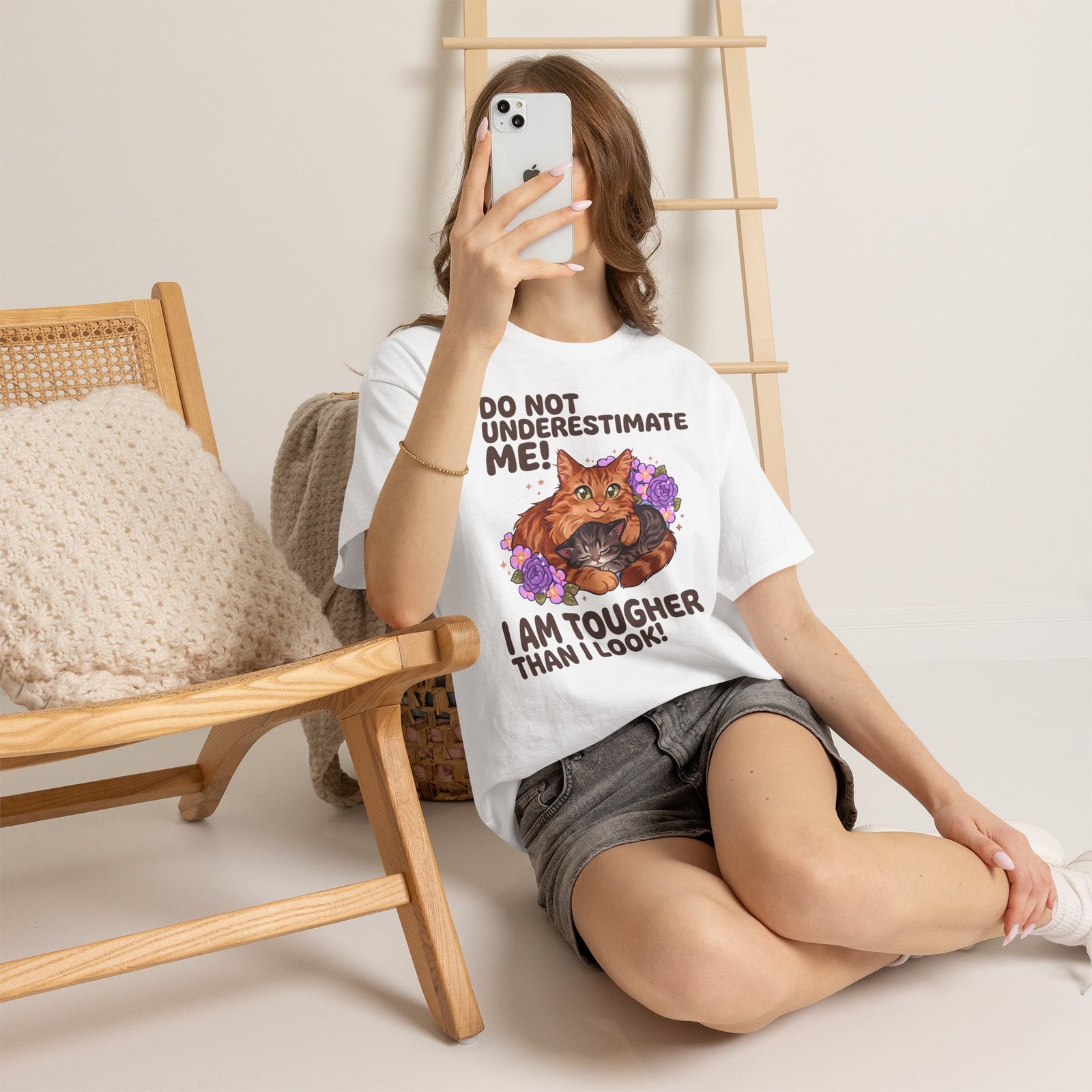 Do Not Underestimate Me I Am Tougher Than I Look T-Shirt — Cute Fluffy Orange Cat Tee