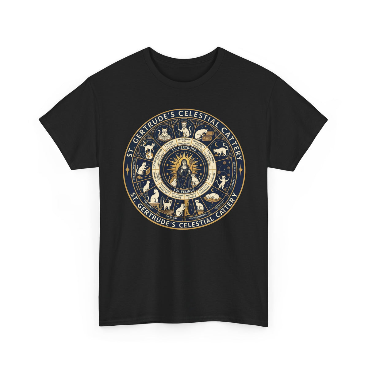 Saint Gertrude Gothic Cat Zodiac T-Shirt