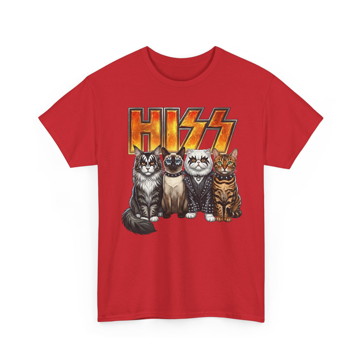 Heavy Metal Cat Hiss T-Shirt — Retro Rock Cat Graphic Tee