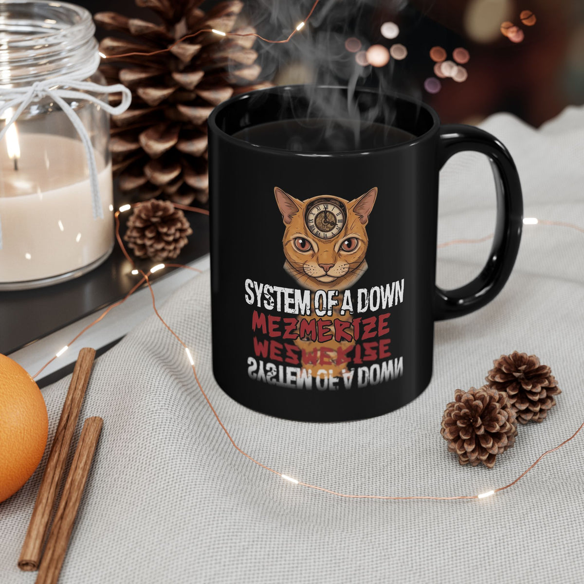 System Of A Down "Mezmerize" Cat Black Mug