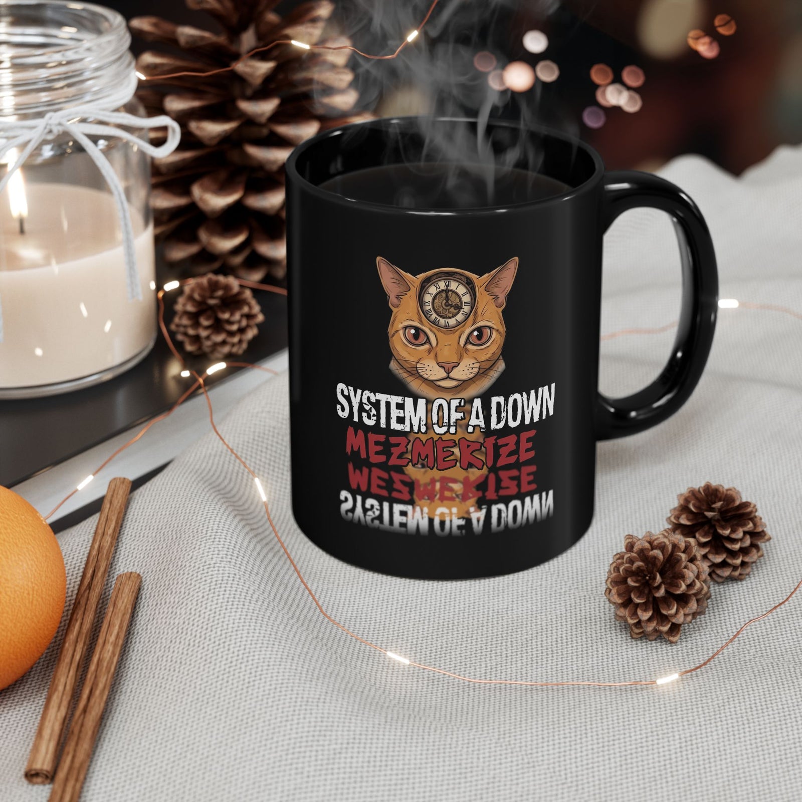 System Of A Down "Mezmerize" Cat Black Mug