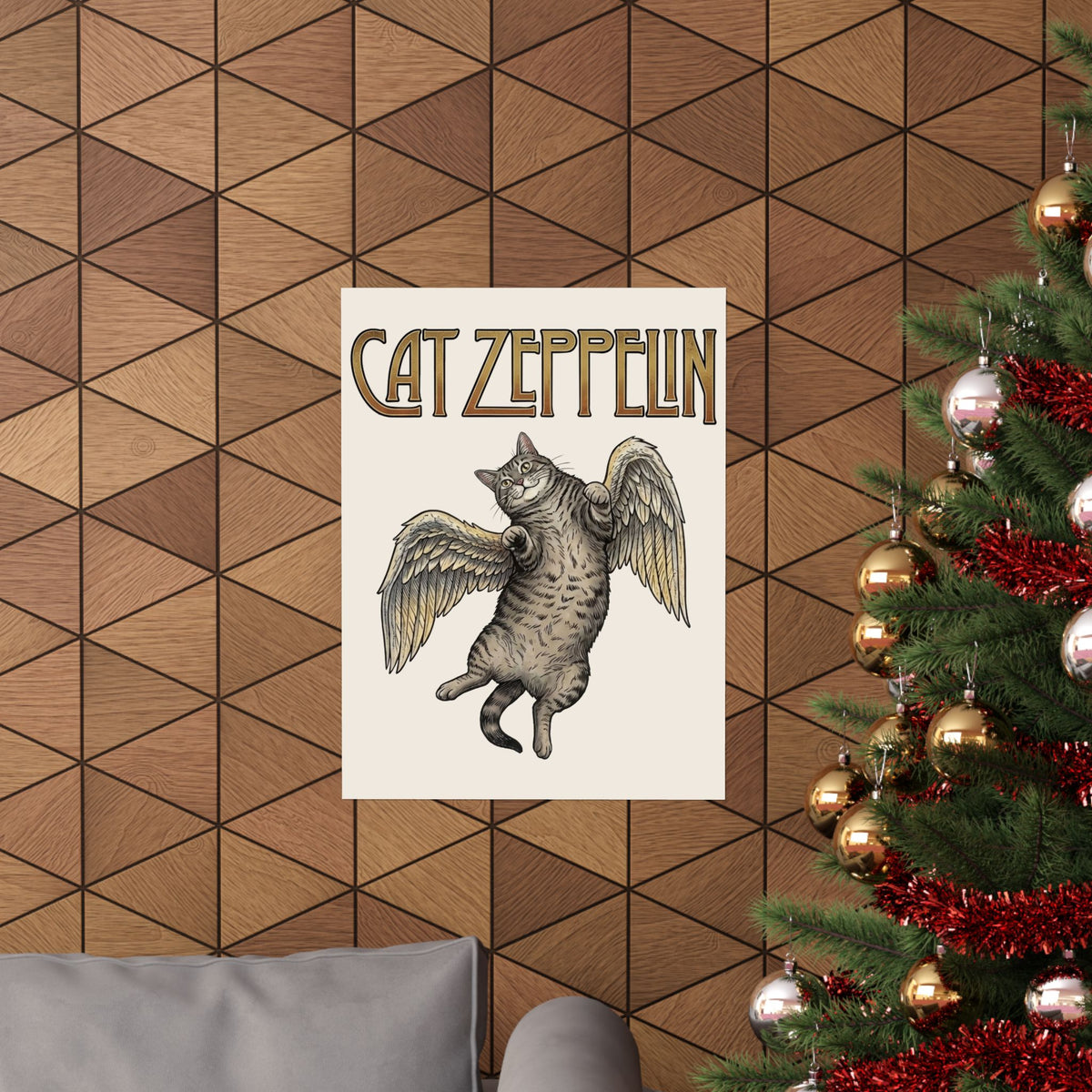 Cat-Zeppelin Poster — Whimsical Cat Airship Design