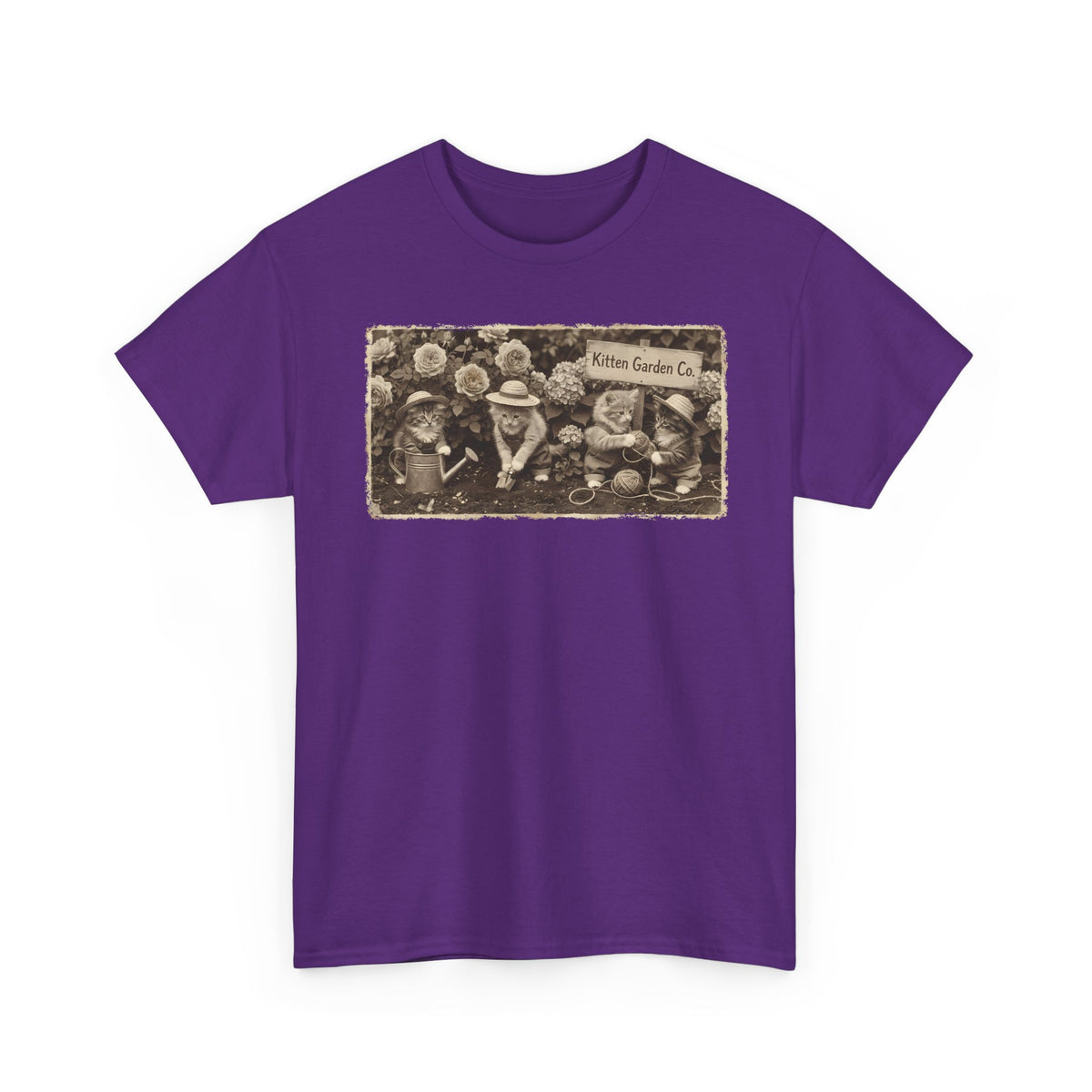Vintage Kittens in the Garden T-Shirt — Cute Floral Cat Tee