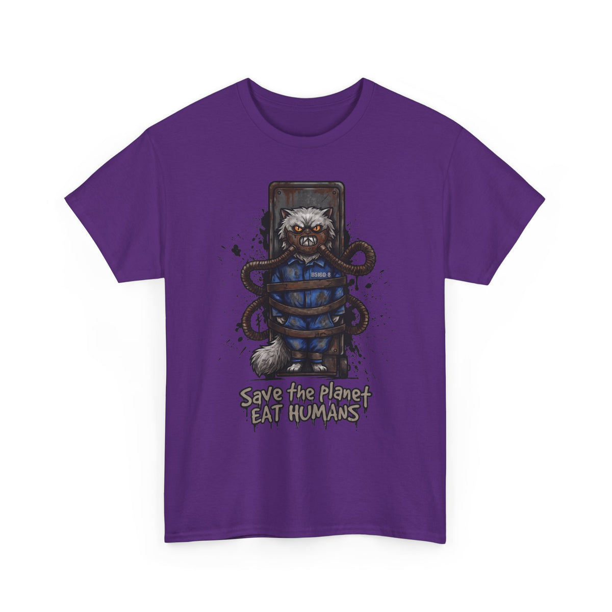 Save The Planet Eat Humans Cat T-Shirt — Horror Movie Parody Tee