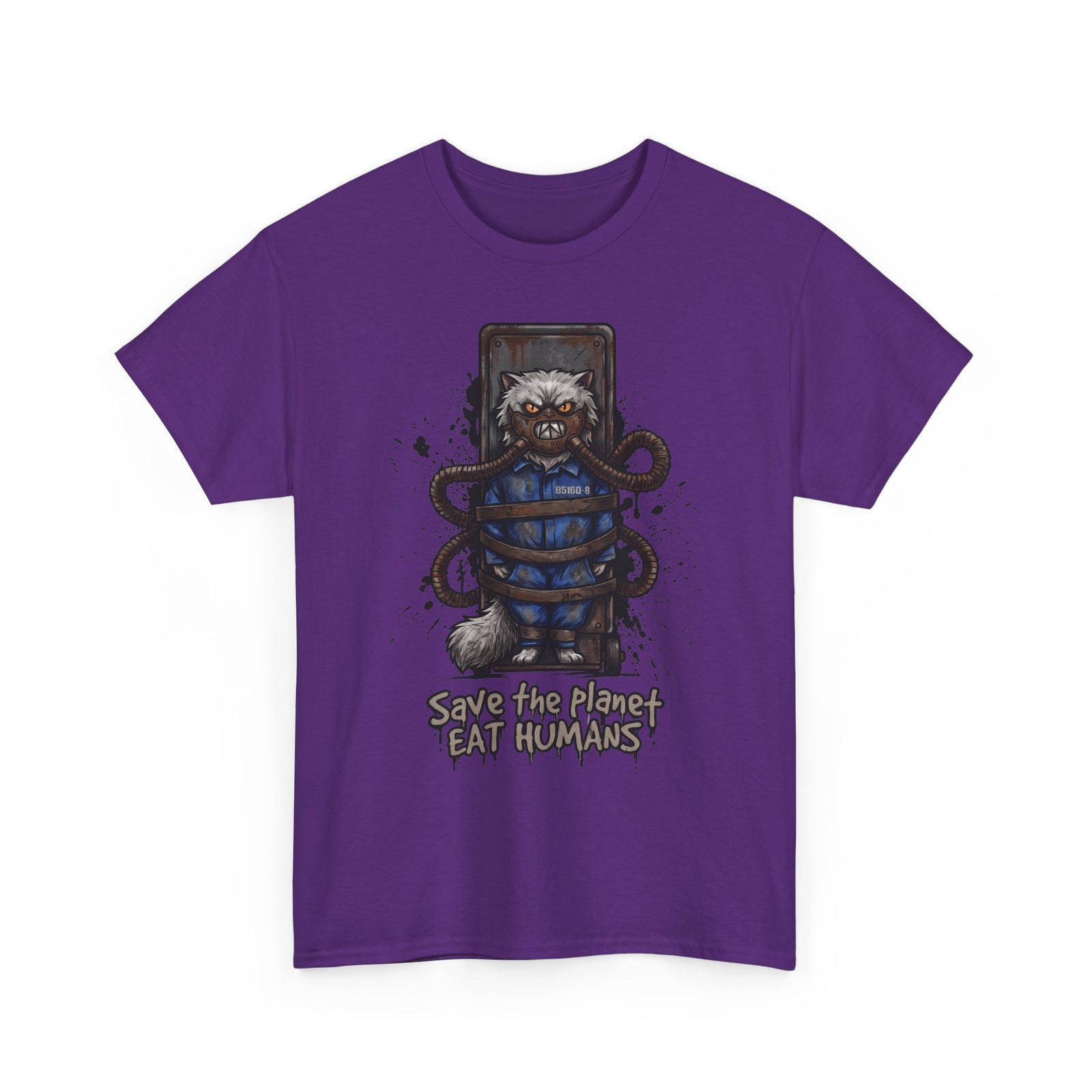Save The Planet Eat Humans Cat T-Shirt — Horror Movie Parody Tee