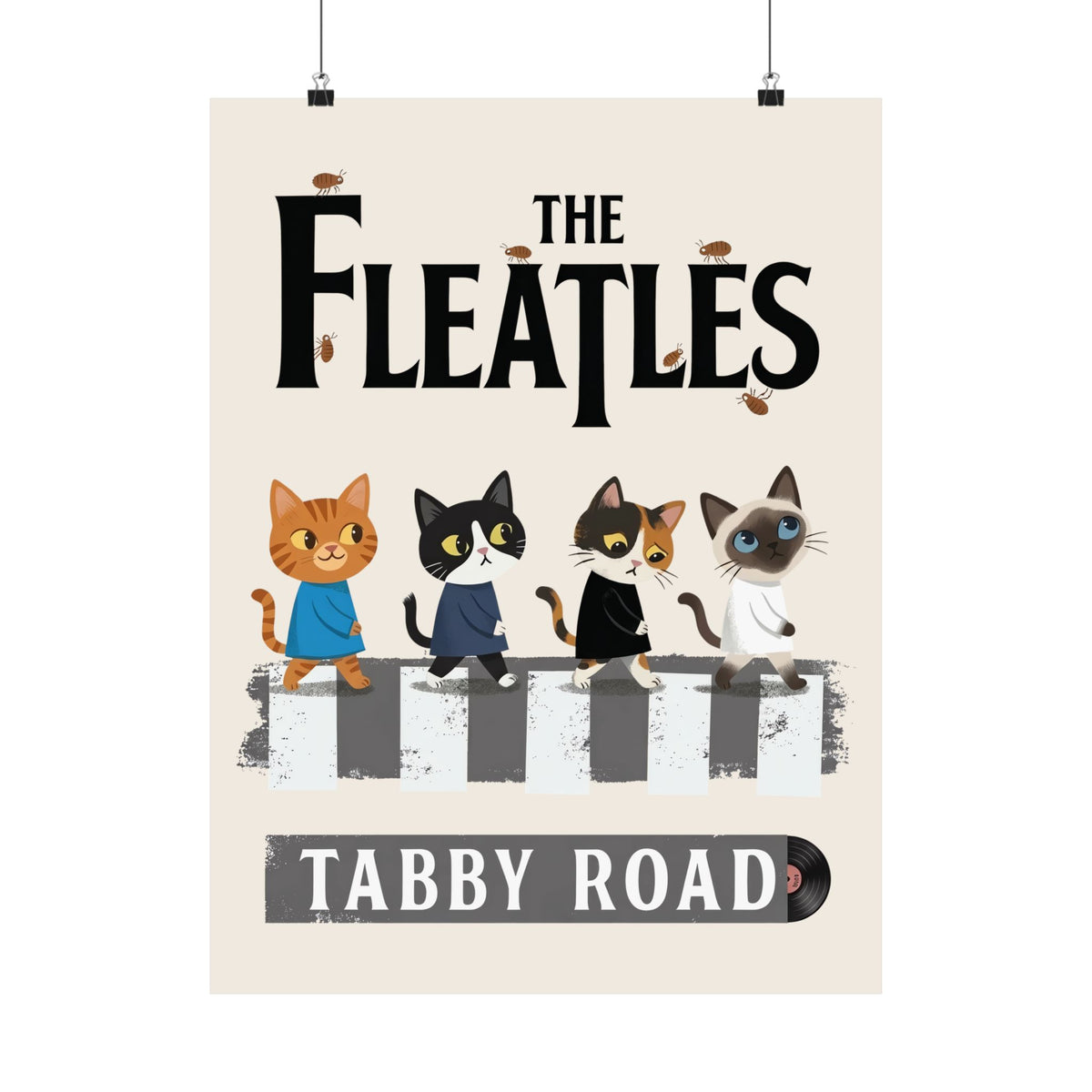 Fleatles Parody Cat Poster — Retro Beatles-Inspired Cat Band Poster