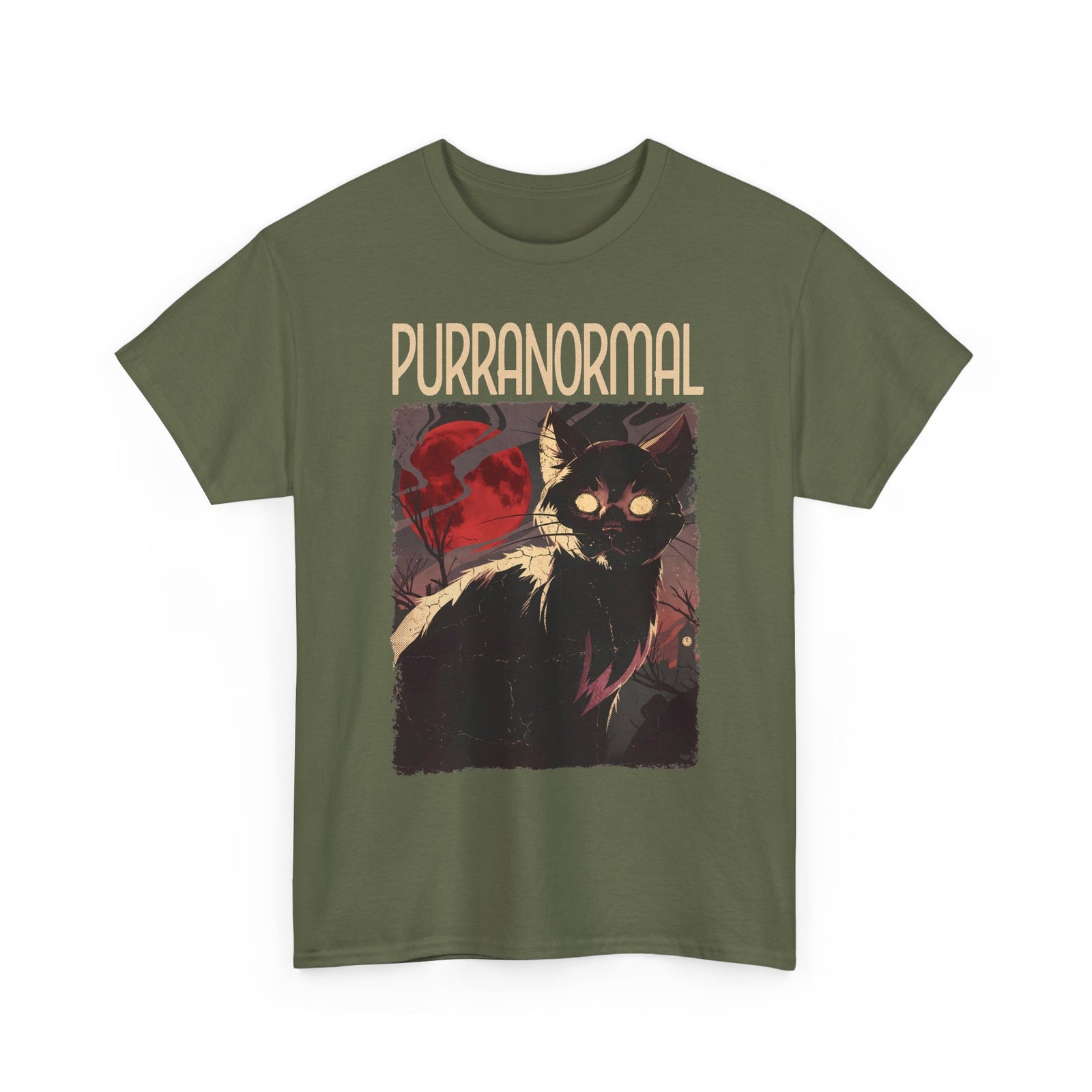 Purranormal Black Cat T-Shirt — Spooky Blood Moon Ghost Cat Tee