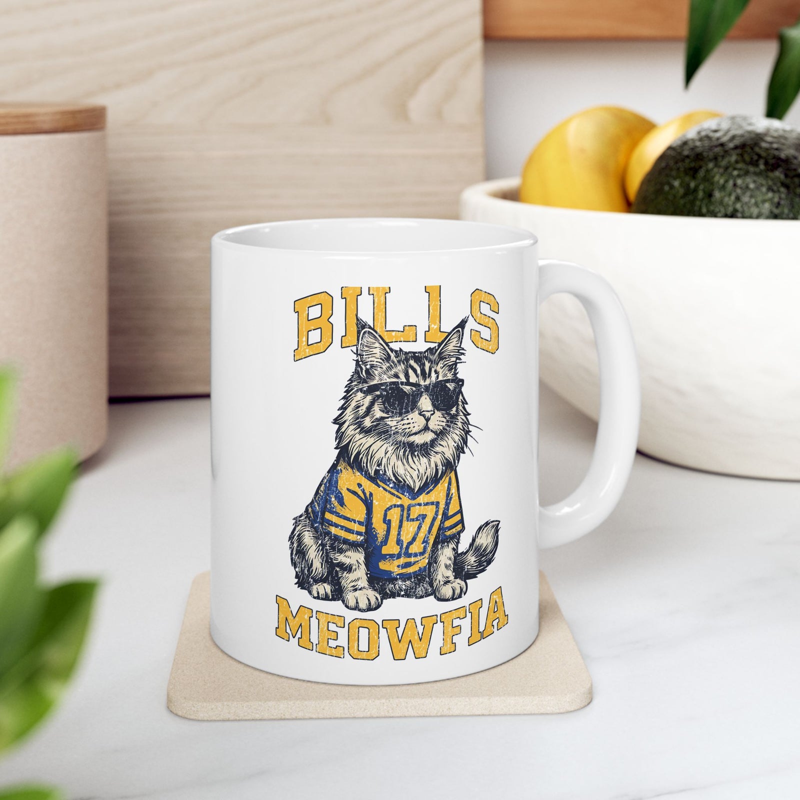 Bills Meowfia Ceramic Mug — Funny Cat Mafia Graphic Mug