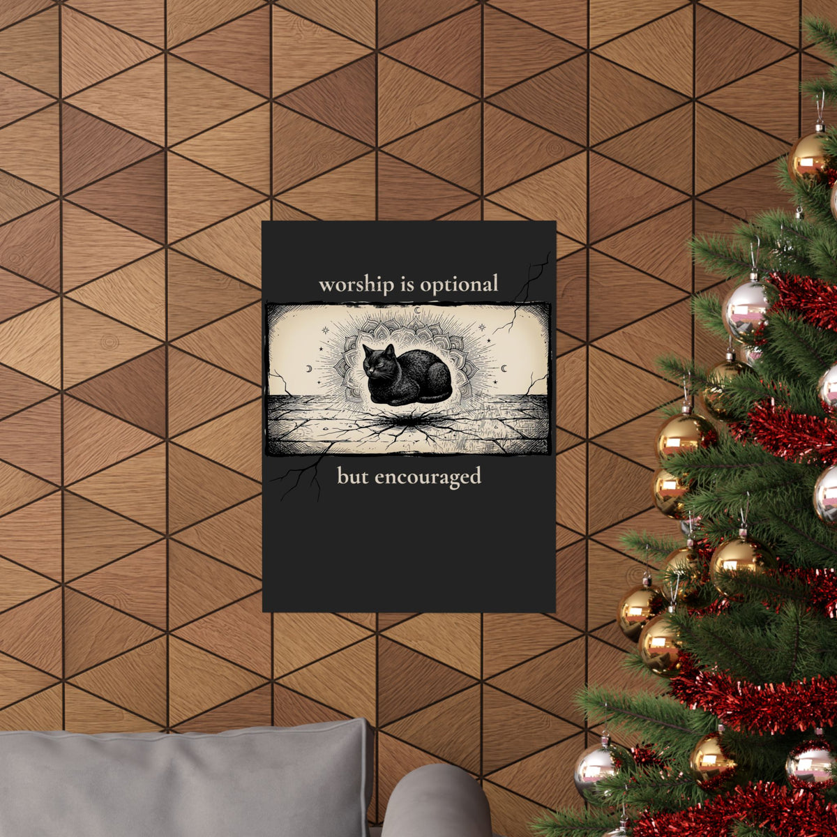 Worship Is Optional But Encouraged Cat Poster