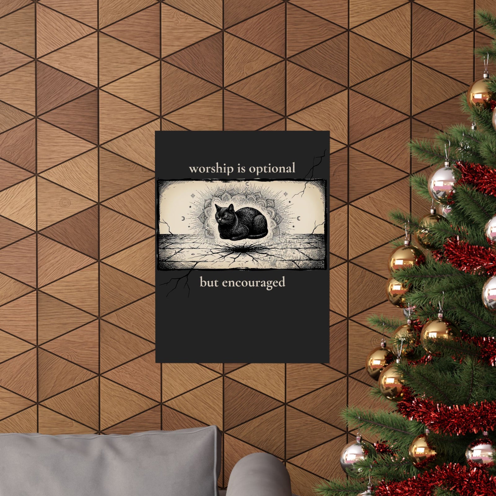 Worship Is Optional But Encouraged Cat Poster