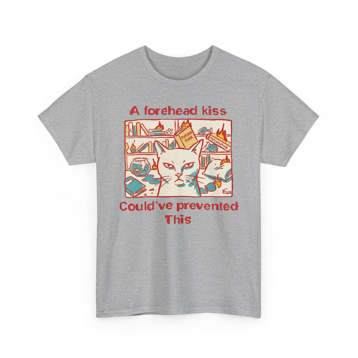 Naughty Cat Forehead Kiss Tee - Funny Cat Lover T-Shirt