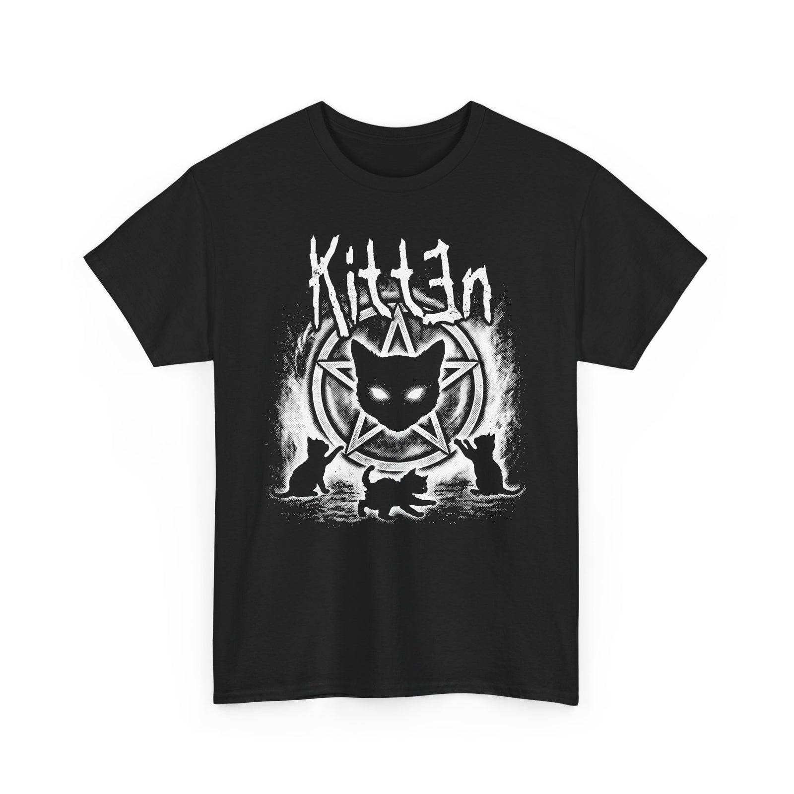 Cat Sin T-Shirt — Gothic Black Cat Pentagram Tee
