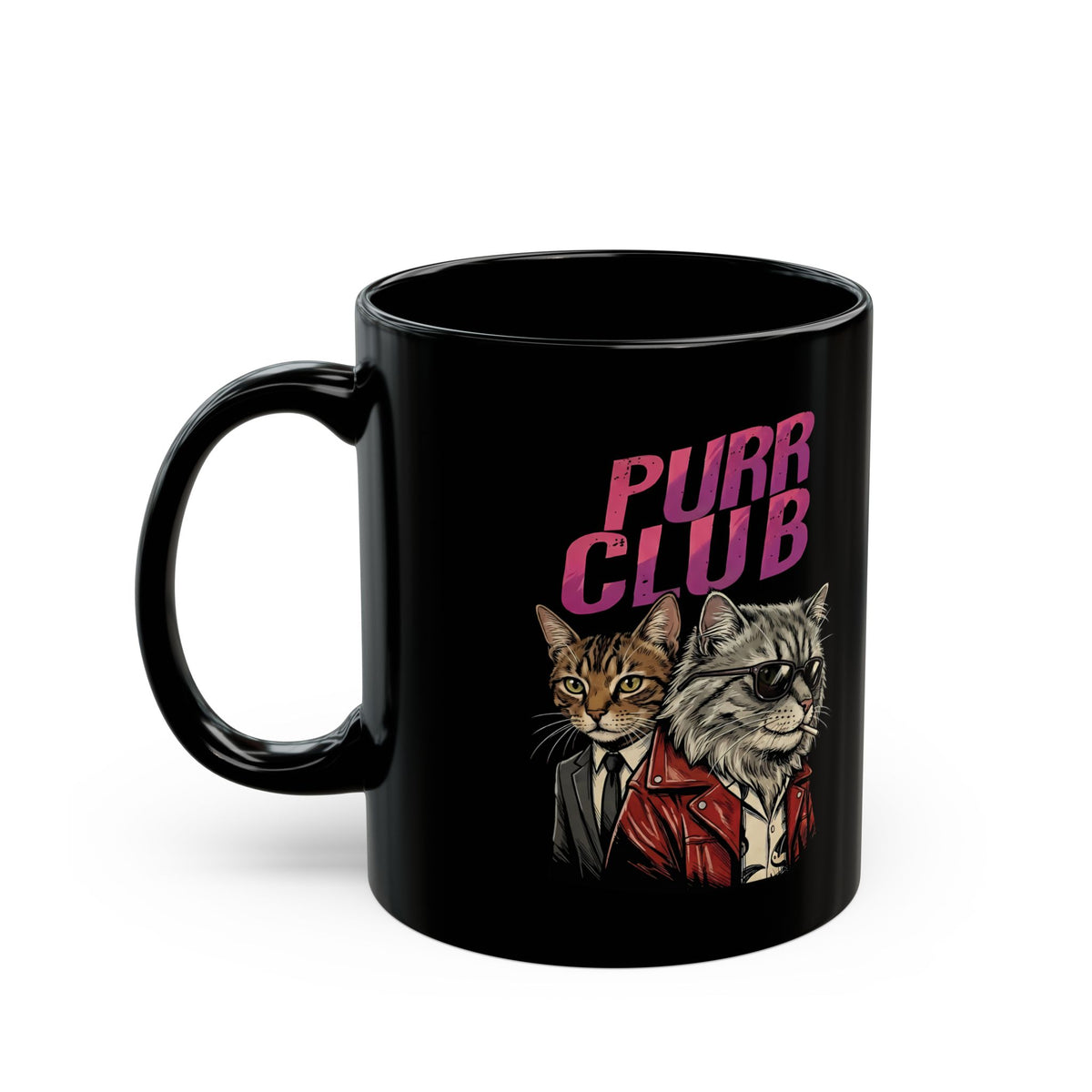 Purr Club Cat Black Mug