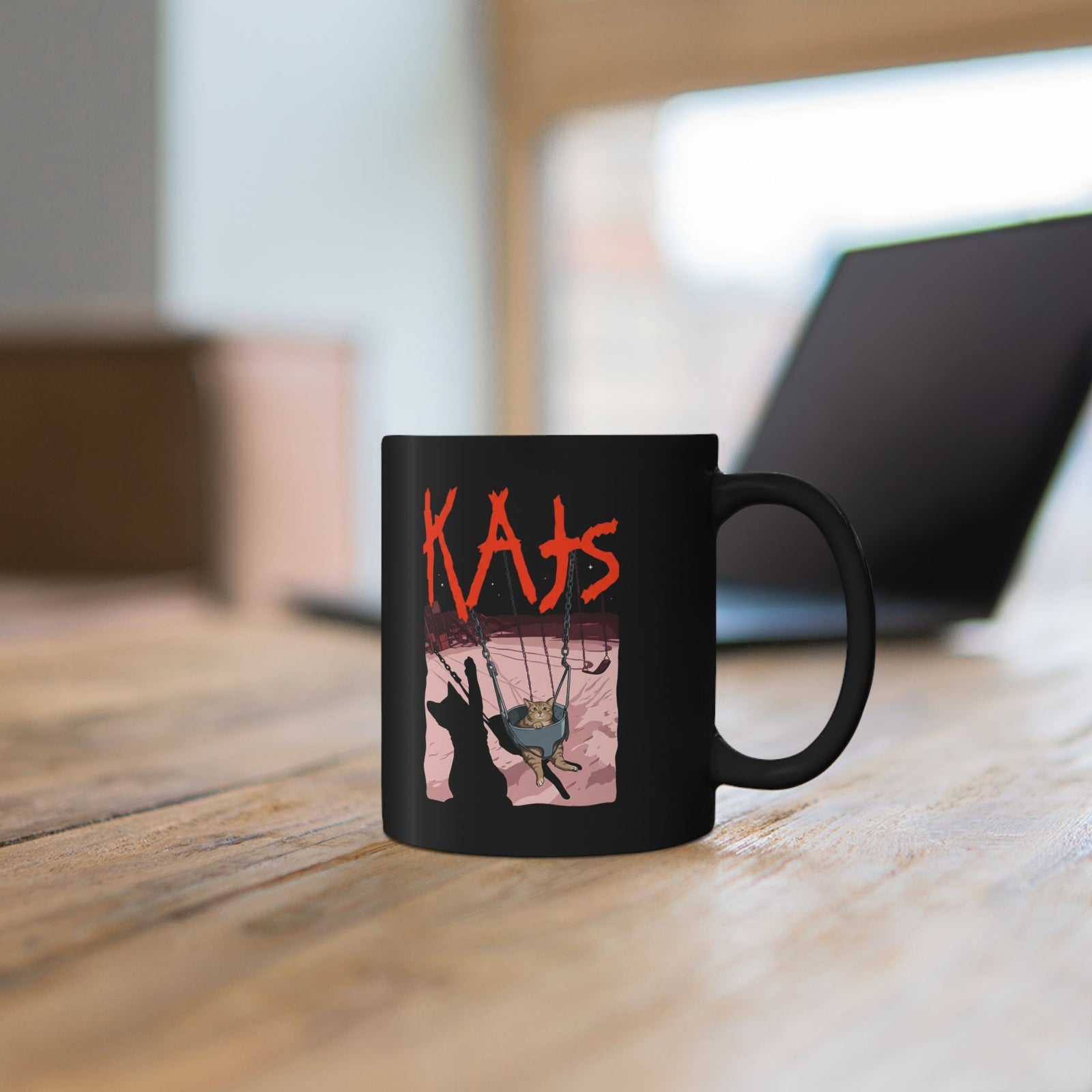 Rock Cat Band Black Mug — Funny 'Kats' Album Parody Mug
