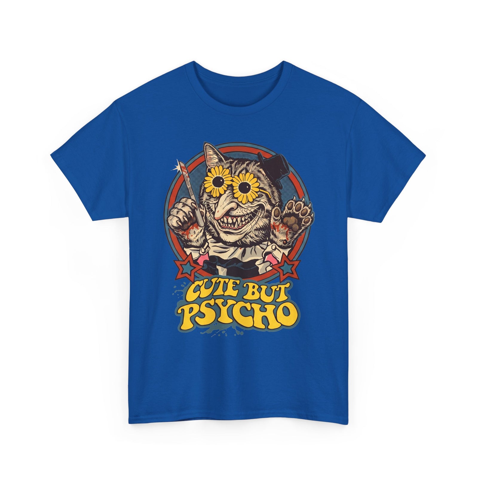 Cute But Psycho Cat T-Shirt — Creepy Vintage Horror Feline Tee