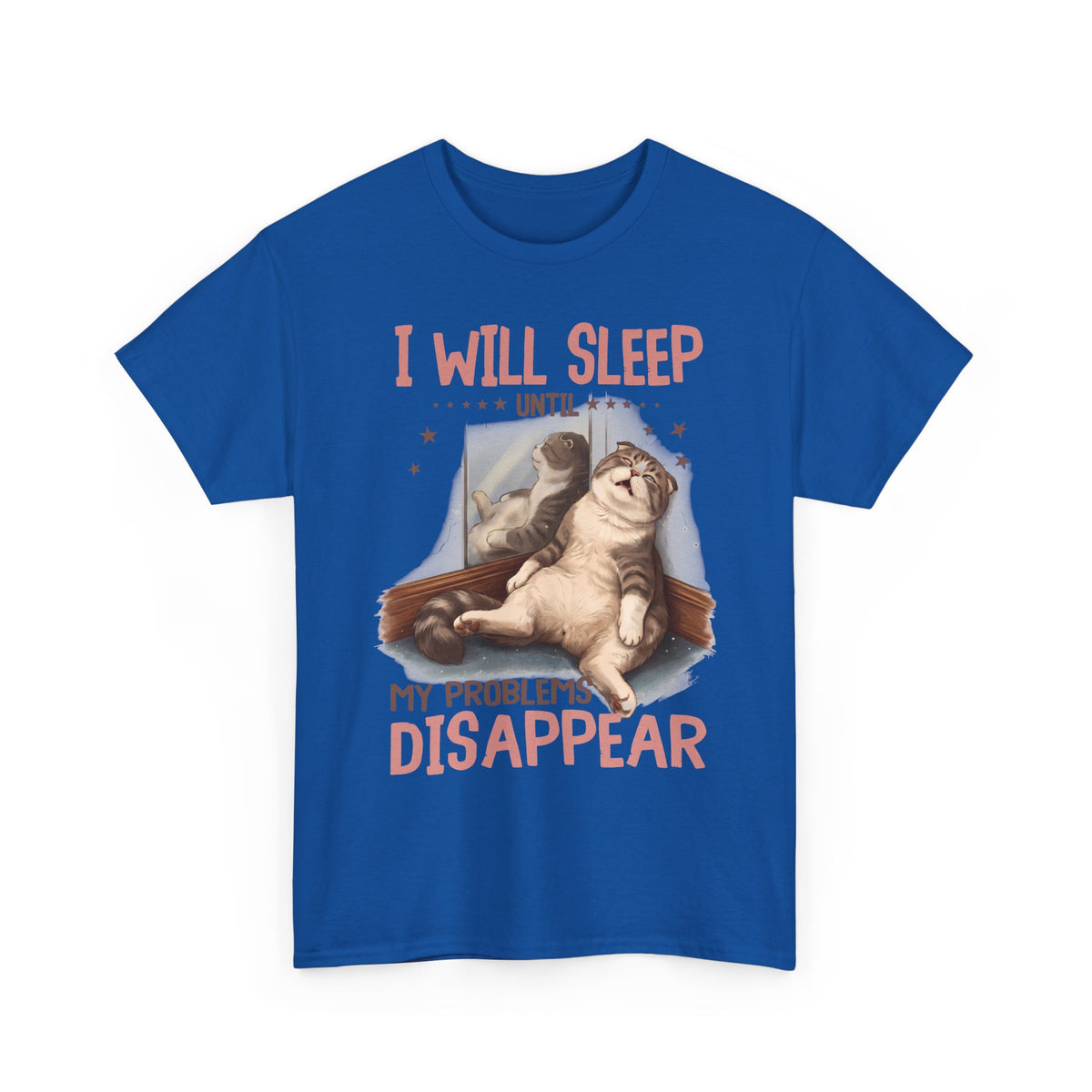 I Will Sleep Until My Problems Disappear T-Shirt — Funny Lazy Cat Graphic Tee