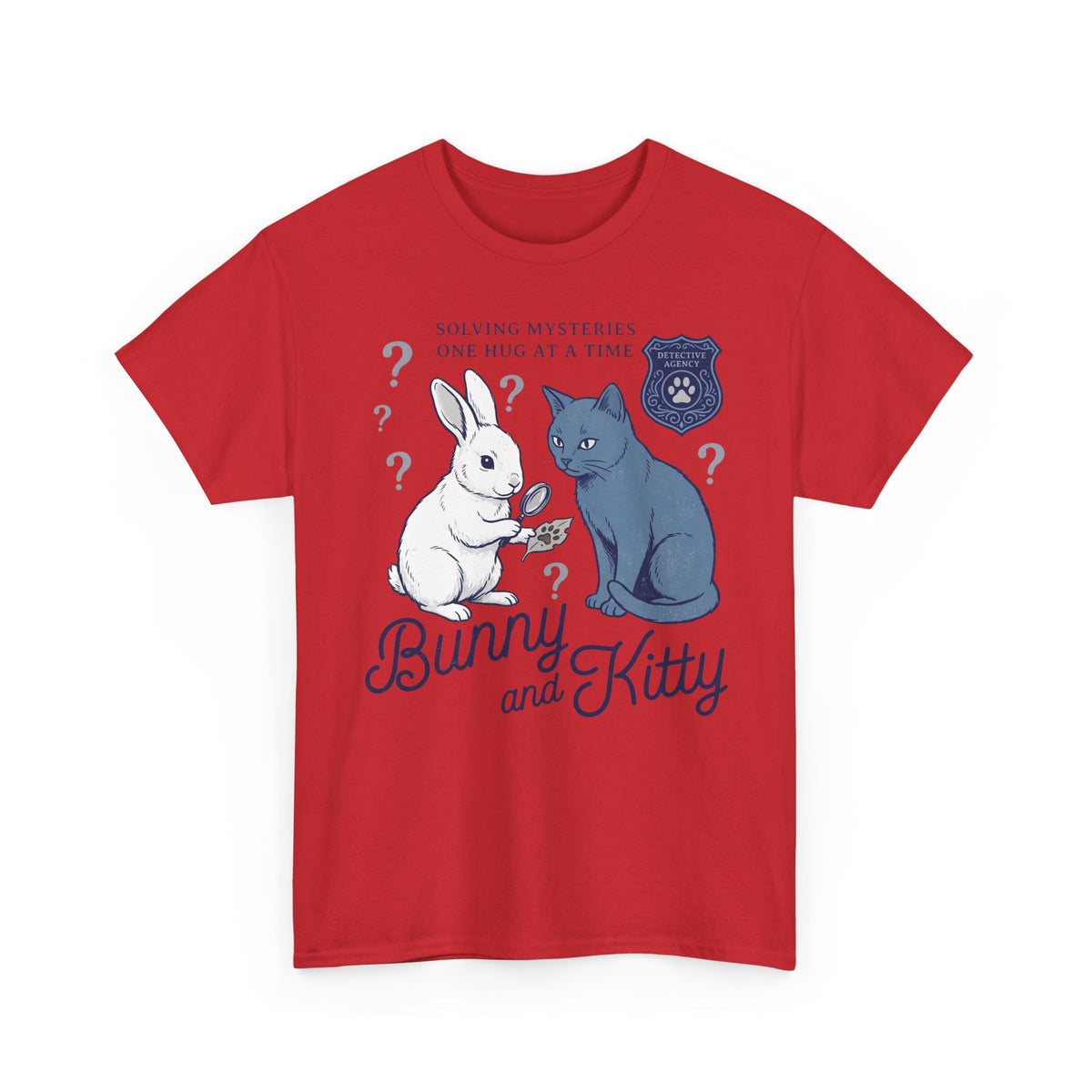 Detective Bunny & Kitty T-Shirt — Cute 'Solving Mysteries One Hug At A Time' Tee